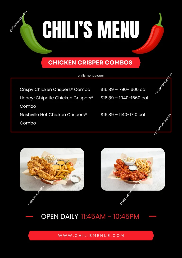 Chili's Menu Chicken crispers Combos with Prices & Calories
