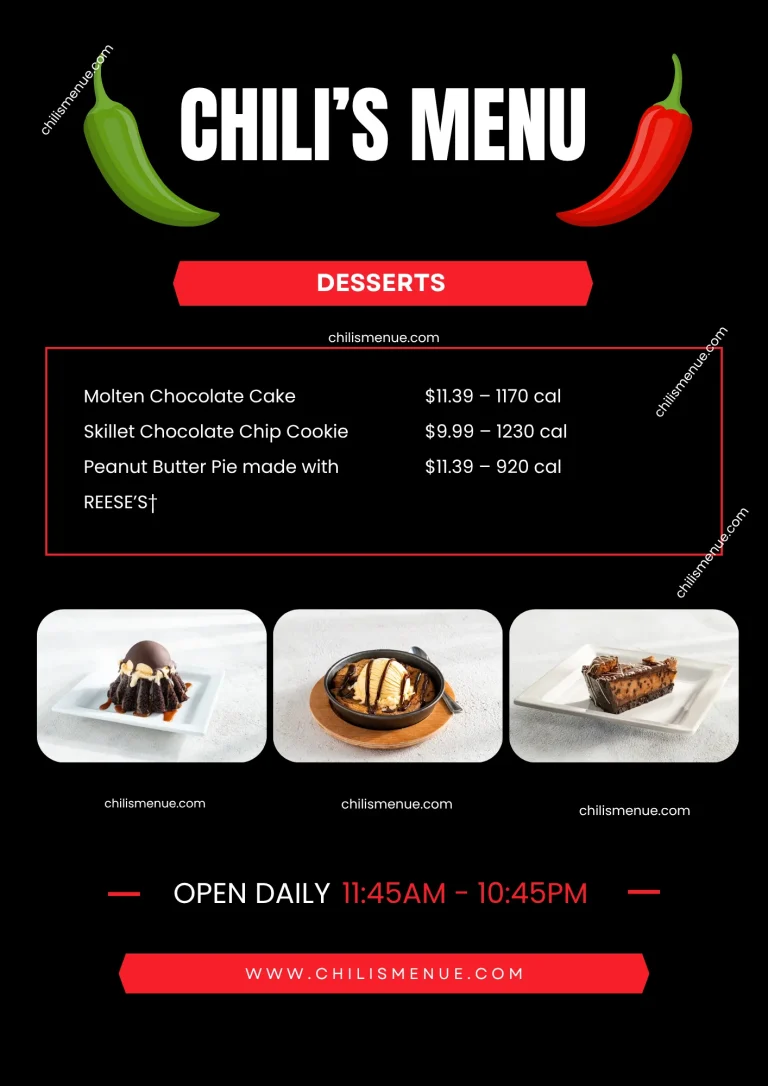 Chili's Menu Desserts with Prices & Calories