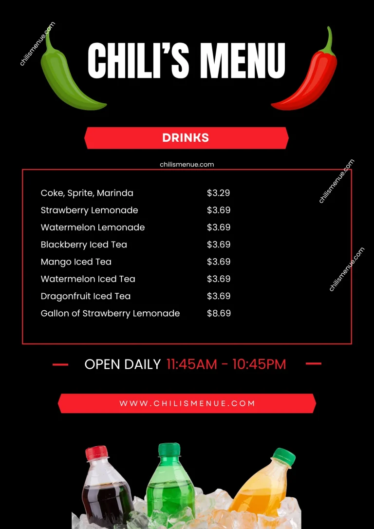 Chili's Menu Drinks with Prices & Calories