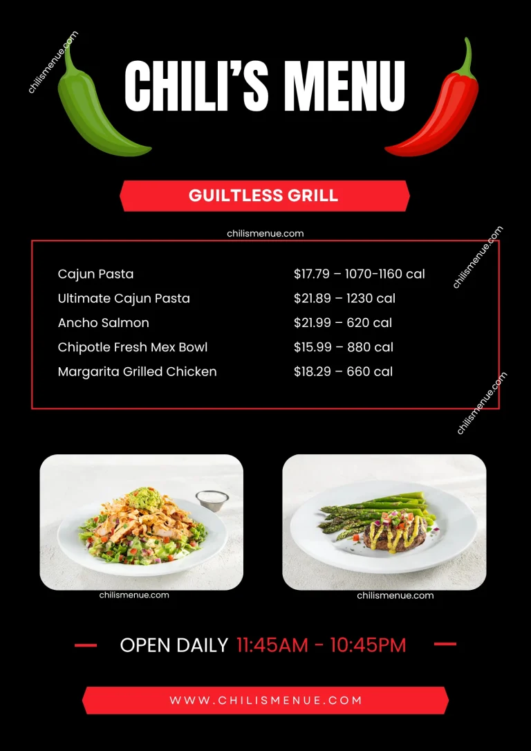 Chilis Menu Guiltless Grill with Prices & Calories