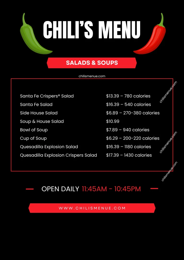 Chili's Menu Salads with Prices & Calories